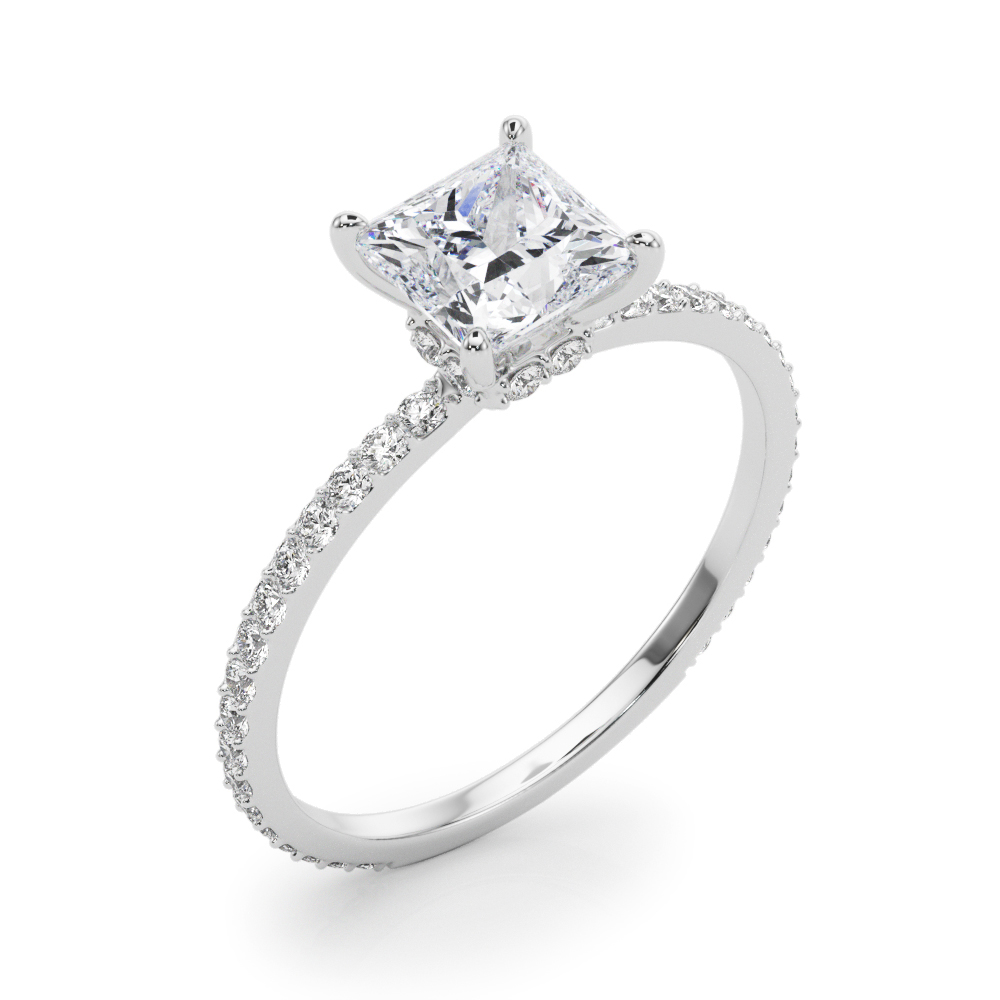 HIDDEN HALO PRINCESS CUT CENTER SINGLE ROW