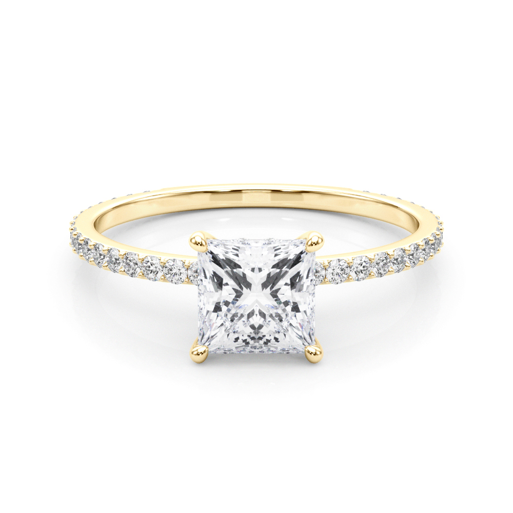 HIDDEN HALO PRINCESS CUT CENTER SINGLE ROW
