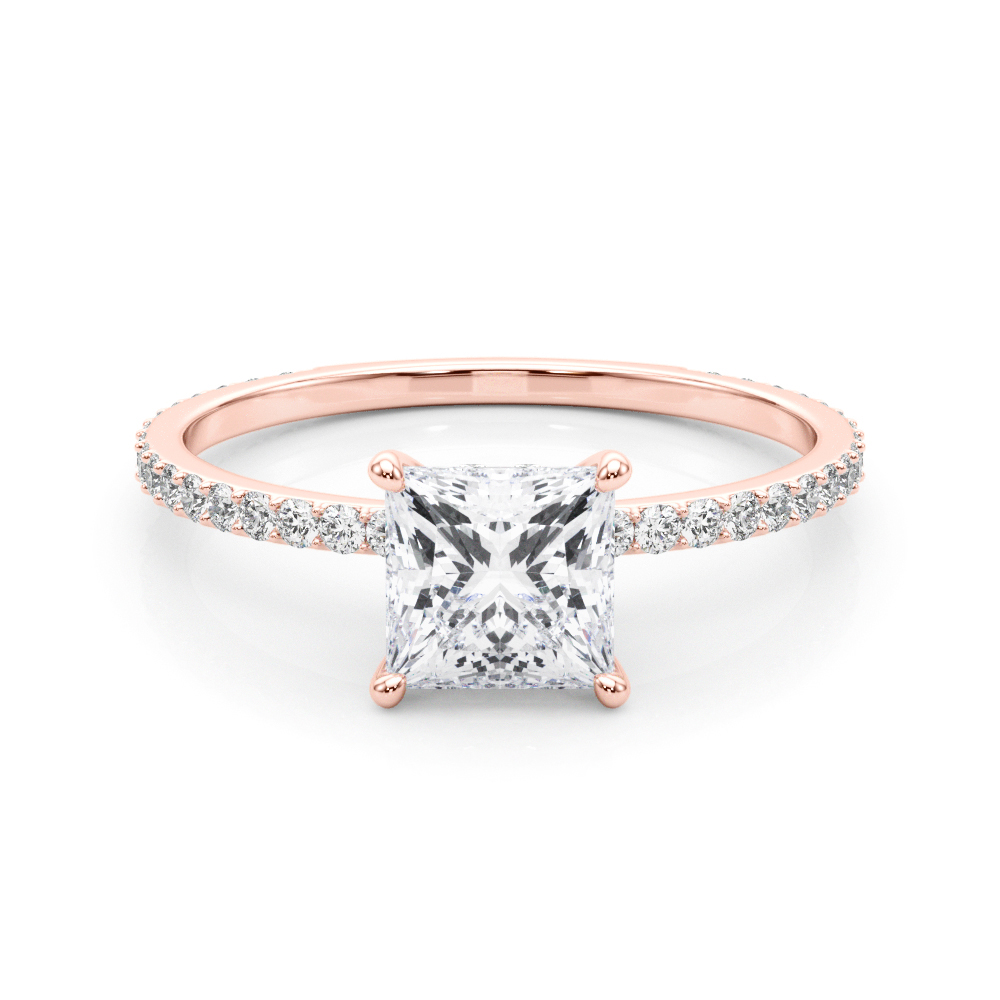 HIDDEN HALO PRINCESS CUT CENTER SINGLE ROW